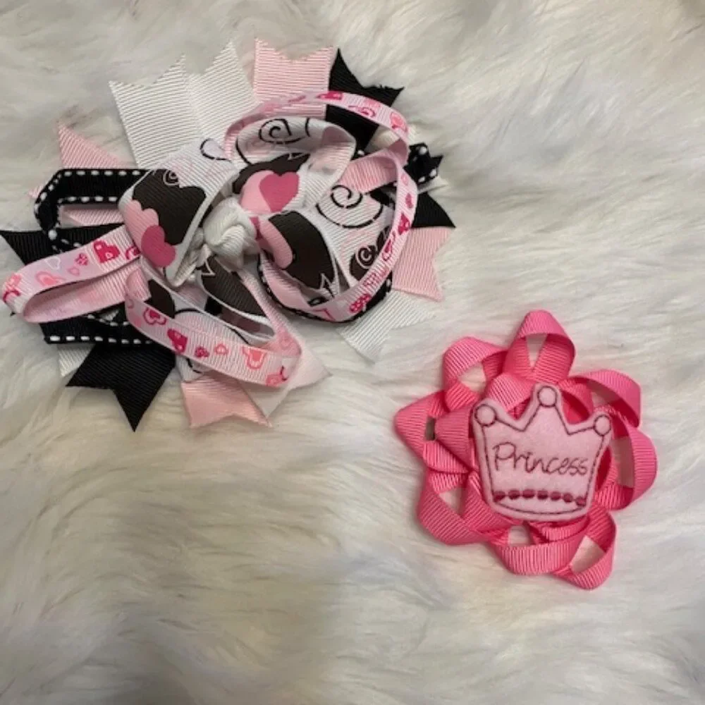Bundle (2) of Deluxe Bows     5B8104  Handmade NWT Boutique